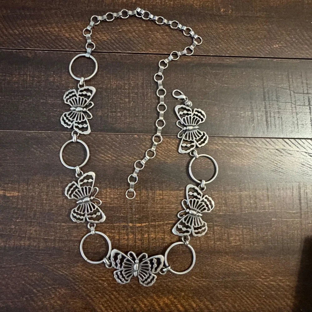 Butterfly Chain‎ O-Ring Belt Silver Tone Adjustable Y2K Fairycore OS Streetwear